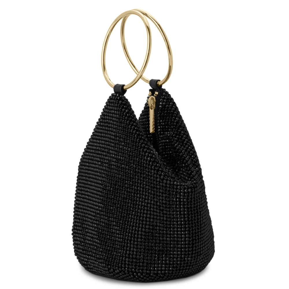 ELLIE Crystal Mesh Ring Handle Bag