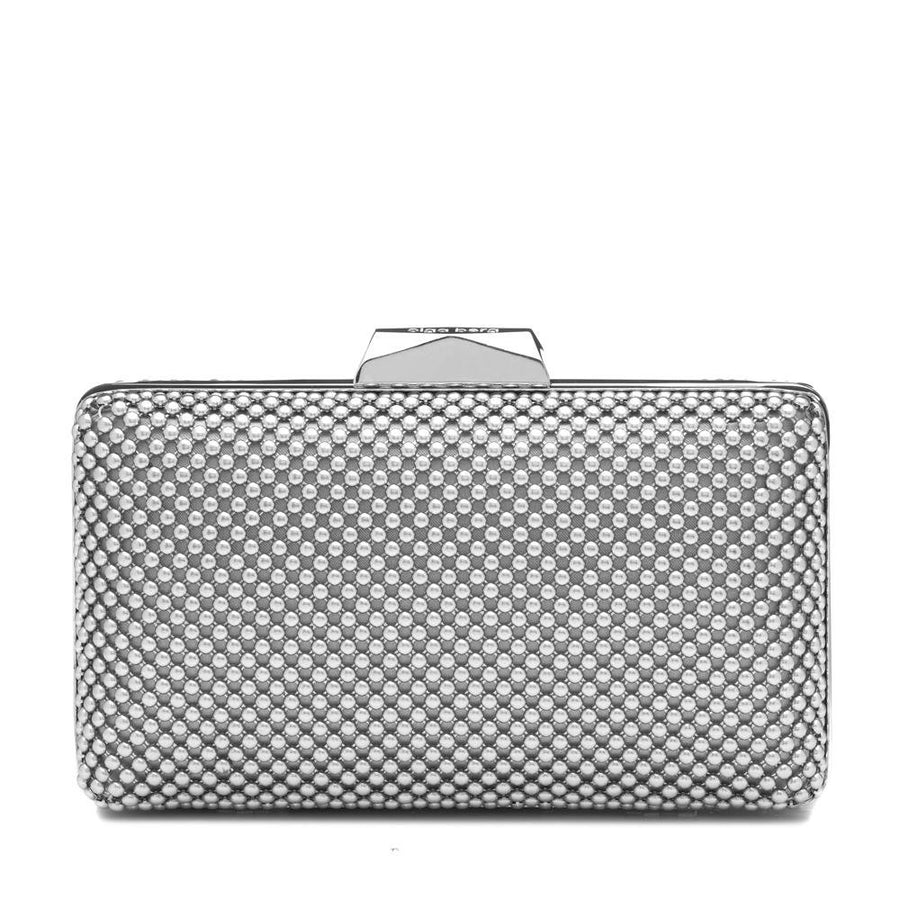 Natasha Ball Mesh Clutch in Silver